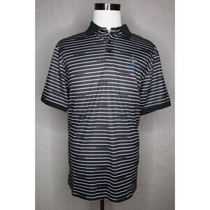 NWT Men's Eastside Golf All Over Print Short Sleeve Polo Black Striped Sz XL
